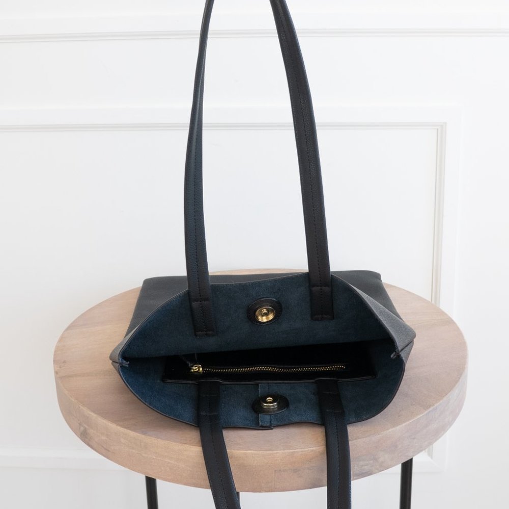 The Ava Genuine Leather Tote - Black - Picture 4 of 14